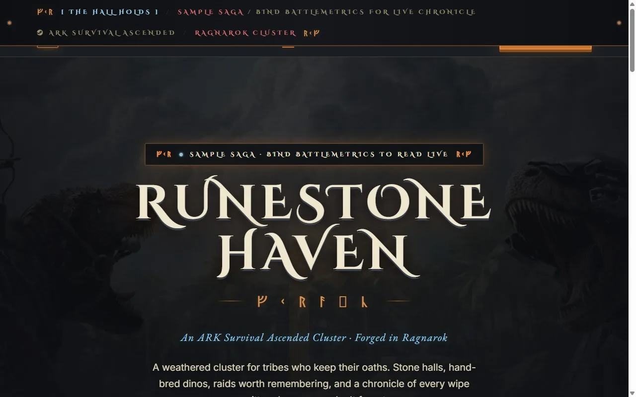 Runestone Haven ARK Survival Ascended website template preview