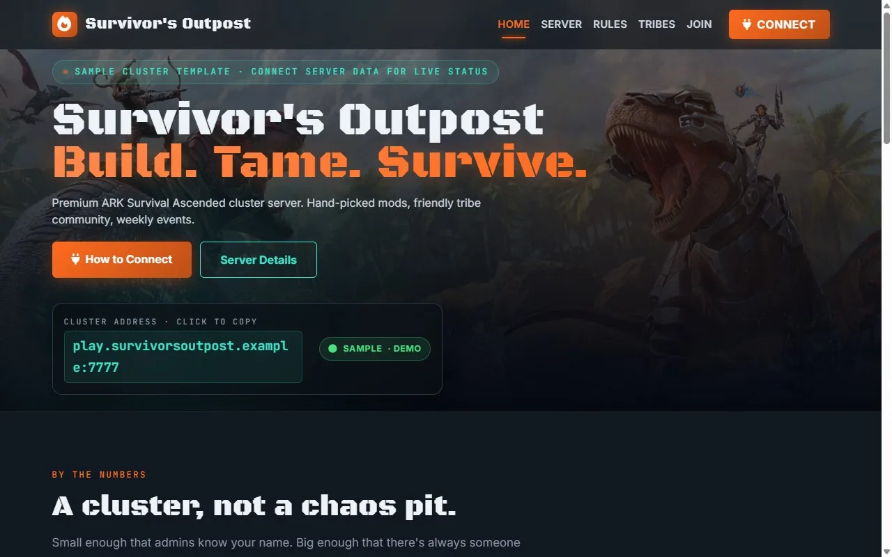 Survivor's Outpost ARK Survival Ascended website template preview