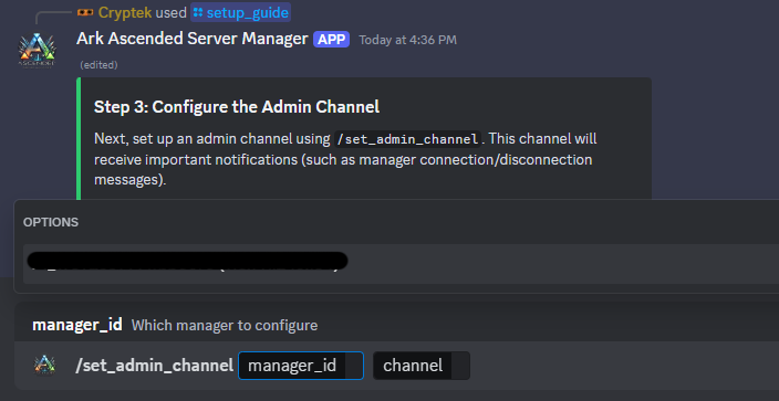 Admin Channel Example