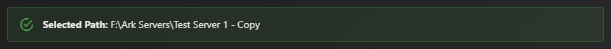 Green Selected Path confirmation banner showing the chosen folder