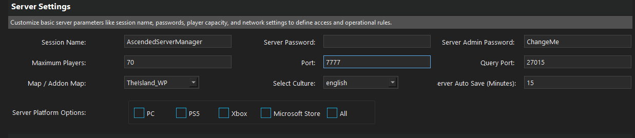 Server Port Settings