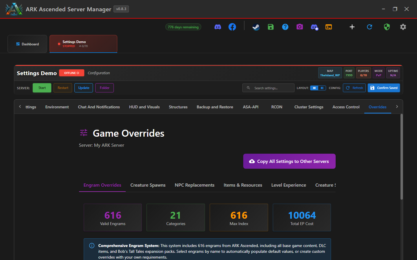 Overrides sub-tab